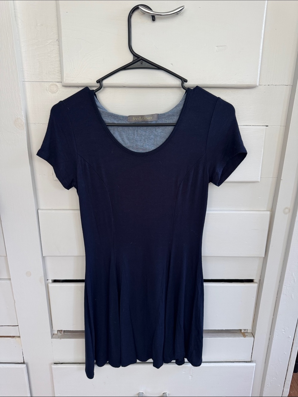 Tunic-Length Scoop Neck Tee Dress in Navy